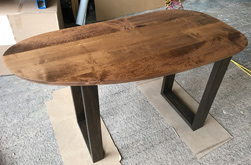 Venice Table - Unique shape alder table top on espresso base