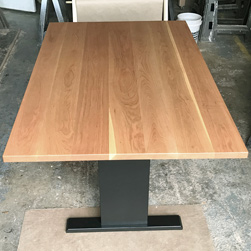 Atlanta Table - Cherry table top on custom trestle base for booth seating