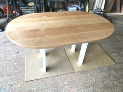Macon Table - Oval cherry table top on white base