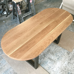 Macon Table - Oval cherry table top on espresso finish base