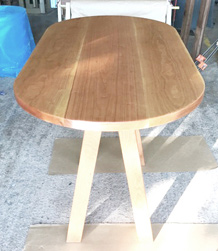 Macon Table - Oval cherry table top and V base