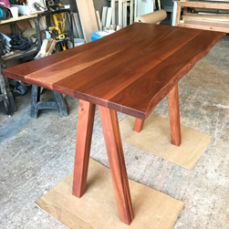 Bandera Table - Mahogany table and base with optional live edge cut