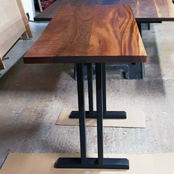 Bandera Table - Small and narrow mahogany table top on black trestle base