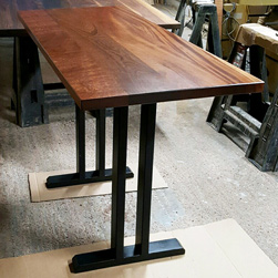 Bandera Table - Small and narrow mahogany table top on black trestle base