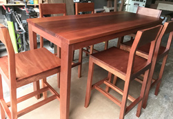Bandera Table - Counter height mahogany table set with matching stools
