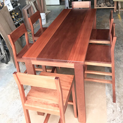 Bandera Table - Counter height mahogany table set with matching stools