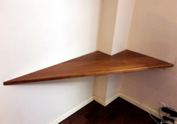 Carson Table - Custom shape mahogany table top for a corner work desk