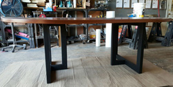 Wells Table - Large oval mahogany table on black base