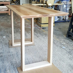 Addison Table - Counter height maple table and base with underside bevel cut edges