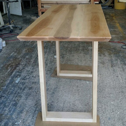 Addison Table - Counter height maple table and base with underside bevel cut edges