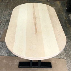 Glendale Table - Oval maple table top with black trestle base