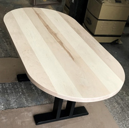 Glendale Table - Oval maple table top with black trestle base