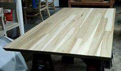 Rockport Table - Wood floor pattern table top with bevel cut on the underside made with poplar