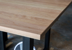 Clemson Table - The standard chamfer edges on a red oak table top