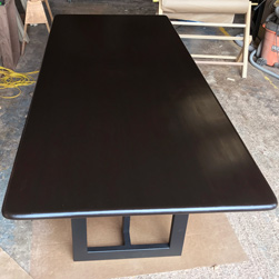Bronx Table - Black walnut finish table top with bullnose edges on black base
