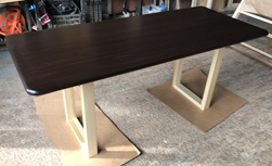 Bronx Table - Black walnut finish table top with optional bullnose edges on poplar base