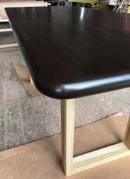 Bronx Table - Black walnut finish table top with optional bullnose edges on poplar base