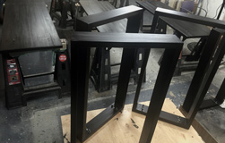 Aspen Table - Black finished tables and bases in drying room