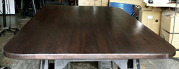Boston Table - Bronze walnut finish table top with optional round corners 