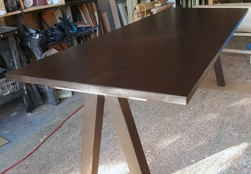 Boston Table - Bronze walnut finish table and V base