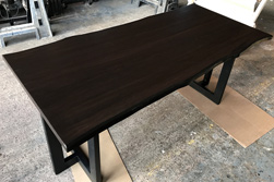Beaumont Table - Bronze walnut table top with live edge cut and black base