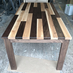 Providence Table - Walnut and hickory table top with walnut base