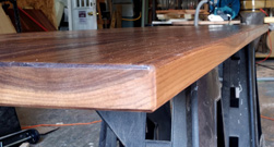 Victoria Table - Chamfered edge on a walnut table top