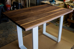 Victoria Table - Counter height walnut table with white base