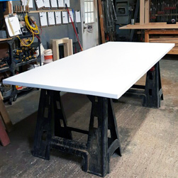 Malibu Table - Large white finish table top for a hotel lobby