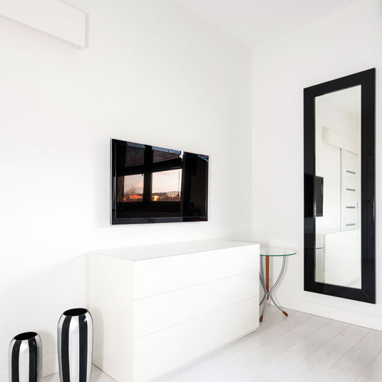Custom wall mirror with black frame