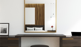 Hospitality hotel apartment mirror with gold frame