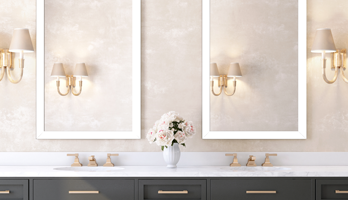 Matching bathroom mirrors with white frames