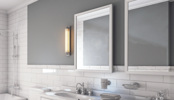 Matching bathroom mirrors with white frames