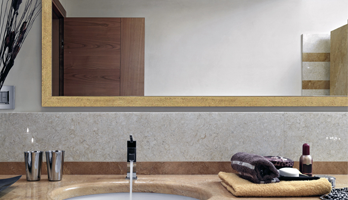 Custom mirror with gold frame for bathroom