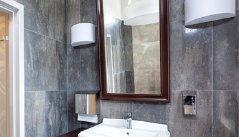 Bathroom mirror in wood finish frame