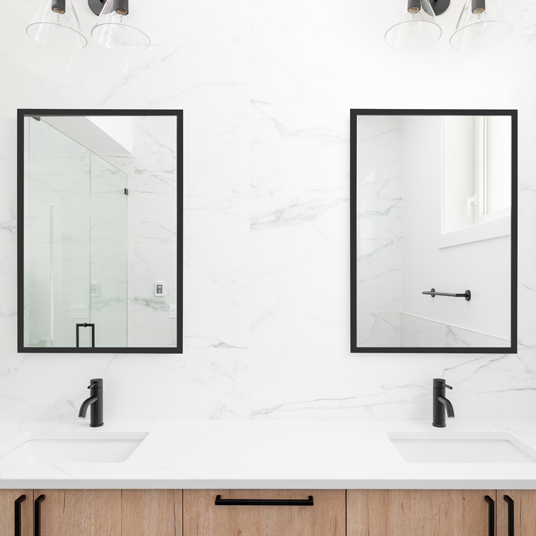 Custom bathroom mirrors thin black frames