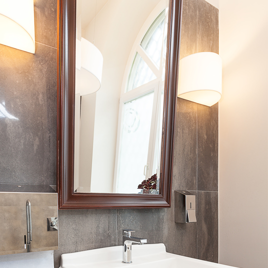 Mirror with brown espresso wood finish frame
