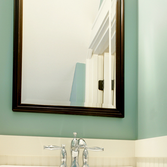 Vertical bathroom mirror with espresso frame