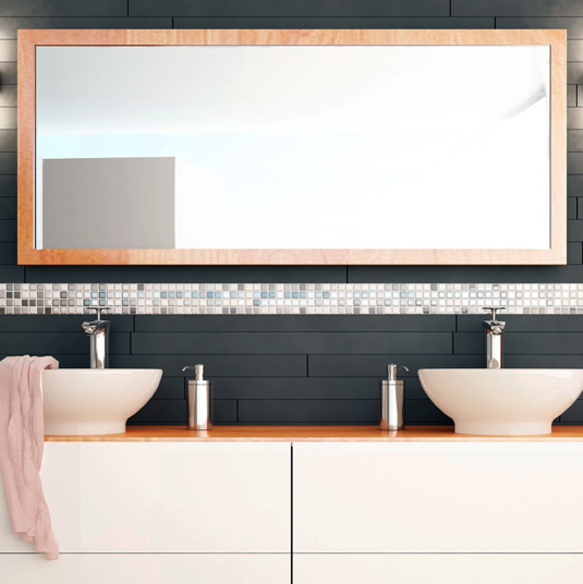 Unfinished natural wood frame for custom mirror