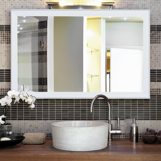 Large custom mirror with white frame
