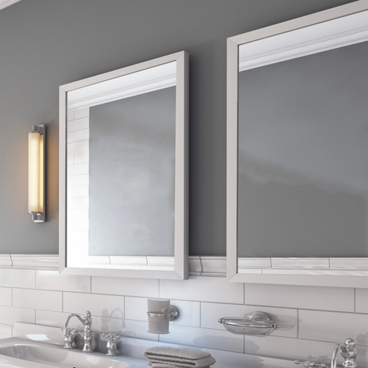 Double sink bathroom mirrors with white frame