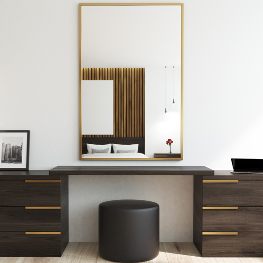 Hospitality hotel mirror with gold frame