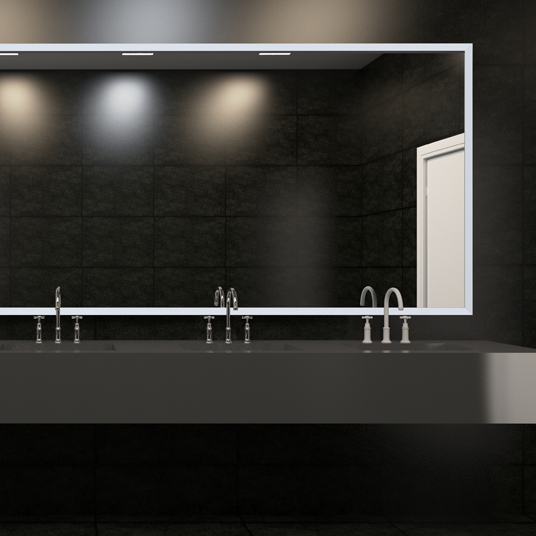 Large bathroom mirror with white frame